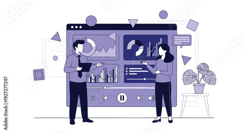 Business data analysis icon set