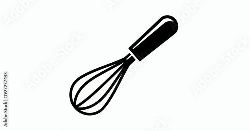 Black Silhouette of a Kitchen Whisk Utensil Isolated on a White Background