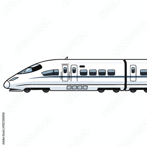 Modern High Speed Train Traveling on Tracks for Commuting and Travel