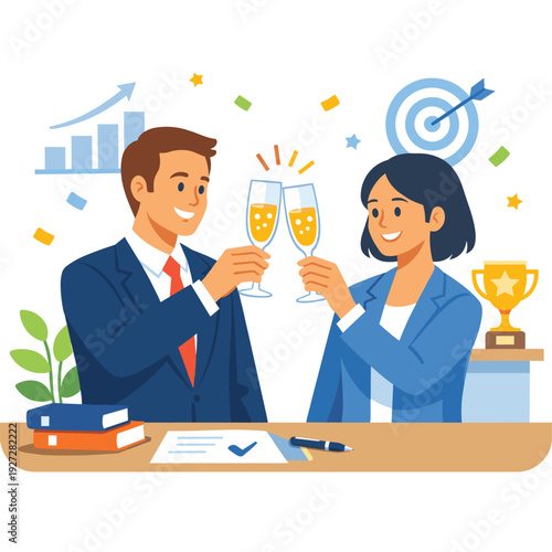 Business partners toasting to success and achievements