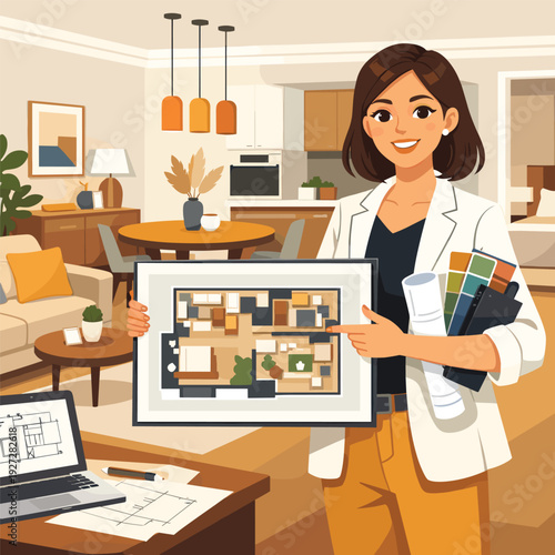 Interior Designer Presenting Home Layout Plan