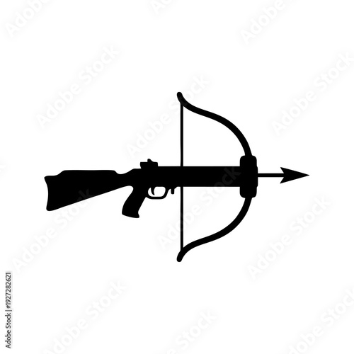 silhouette vector of a crossbow pistol with a white background