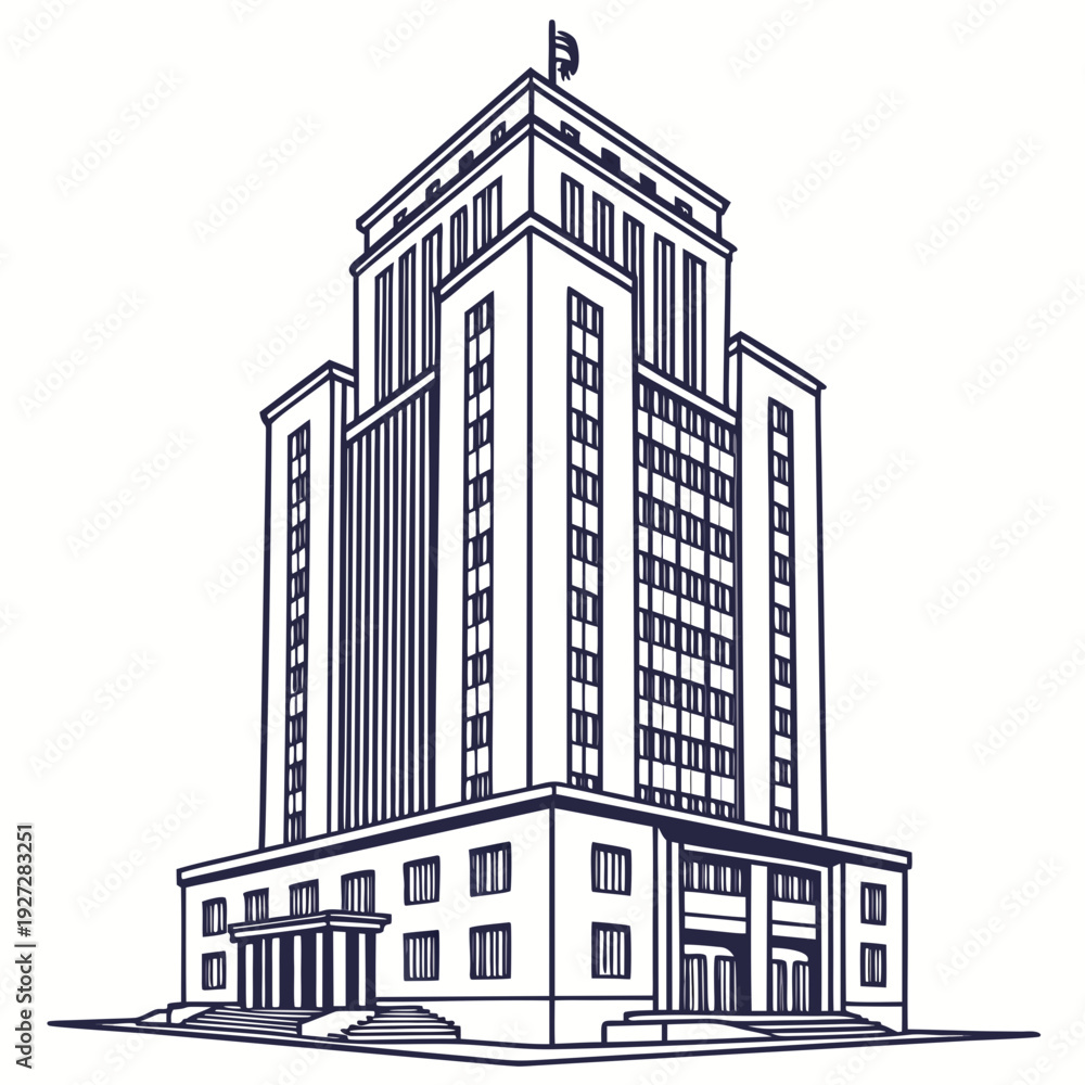 Fototapeta premium A tall building with a flag on top