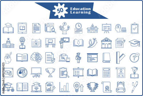 A collection of icons representing various educational learning activities and tools.