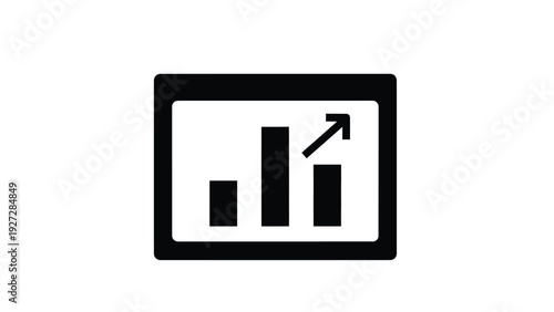 Business growth bar chart icon with upward arrow on screen vector