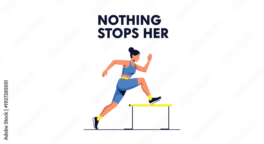 Obraz premium Female athlete hurdling obstacle
