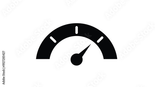 Speedometer gauge with needle pointing to maximum speed