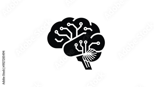 Modern brain with circuit connections symbolizing technology and innovation
