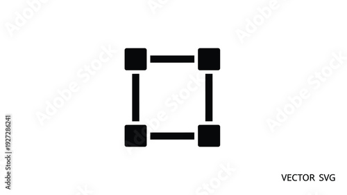 A simple black selection box icon with anchor points is isolated on a white background for design work.