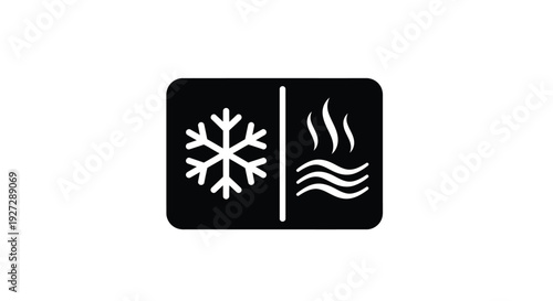 Black icon depicting cold and heat separated by a line silhouette
