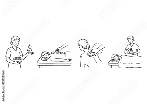 Spa massage with hot stones and oil for relaxation and wellness