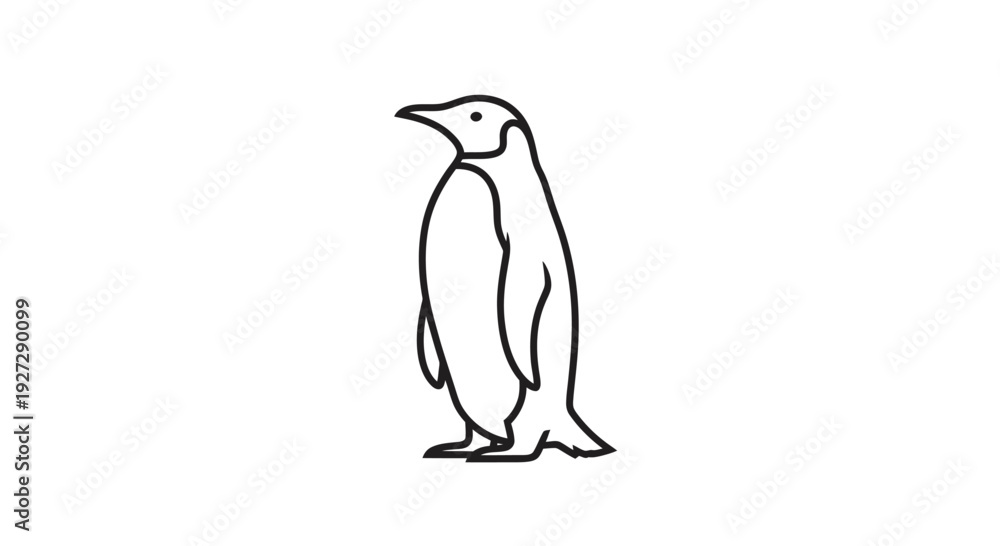 Obraz premium Elegant Emperor Penguin Standing Tall in a Minimalist Outline Drawing.