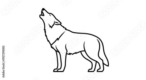 Simple Line Art Illustration of a Howling Wolf.