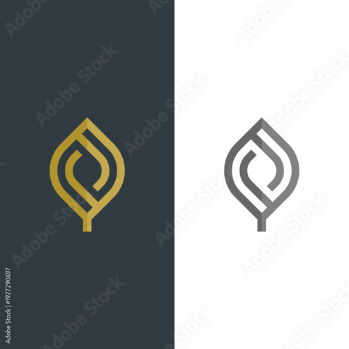 Minimalist Abstract Geometric Leaf Logo Set for Eco Friendly and Luxury Brand Identity