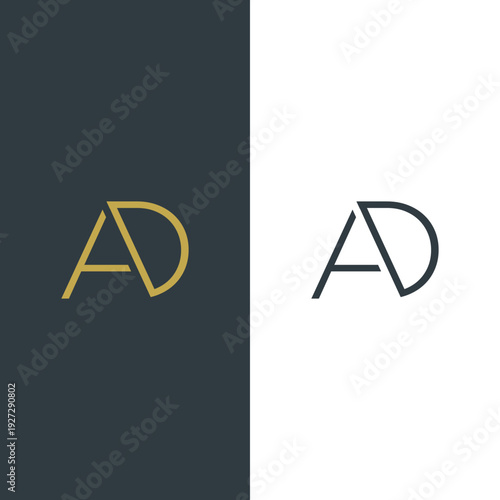 Minimalist Letter AD Monogram Logo for Creative Agency and Professional Business Identity