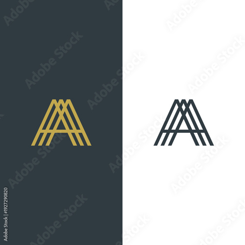 Modern Triple A Monogram Logo with Geometric Parallel Lines for Architecture and Tech Brands