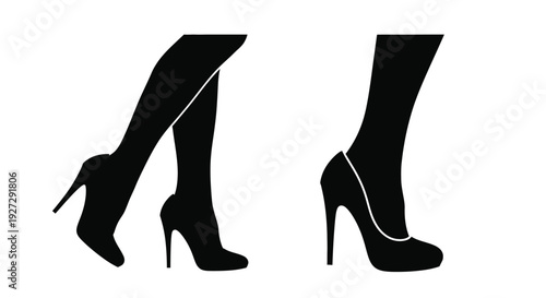 Two high heeled shoes in a striking black silhouette