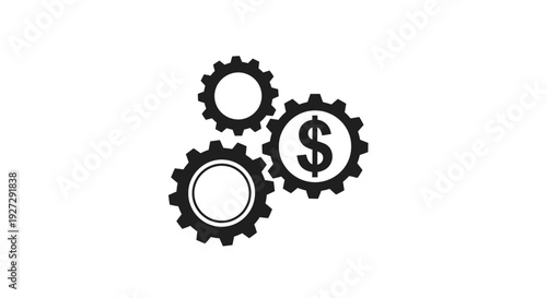Gears and a dollar sign combine in a striking silhouette