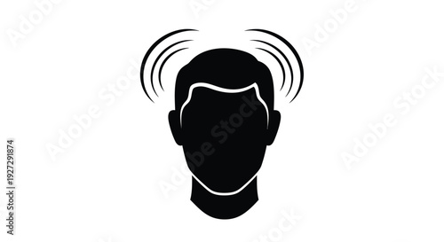 A black silhouette of a head with swirling lines above it silhouette