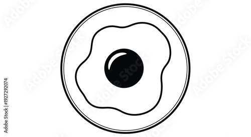 A minimalist fried egg design presented as a dark silhouette