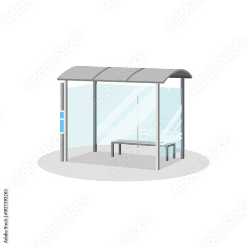 Modern Bus Stop Shelter with Seating and Glass Roof for Public Transportation