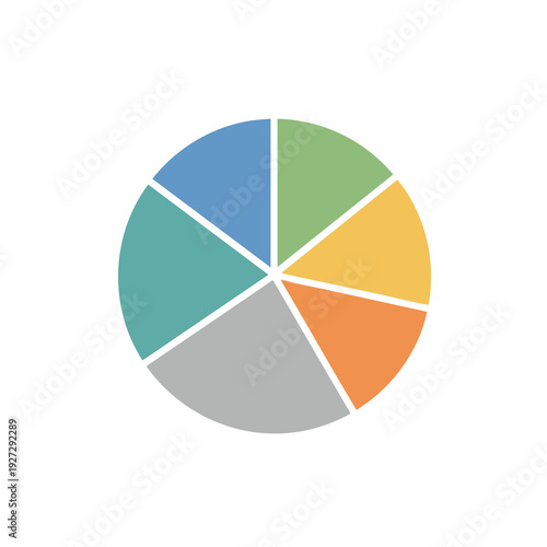 Colorful Pie Chart on White Background for Data Visualization and Business Reports