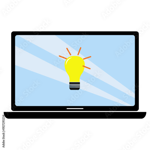 Laptop and light bulb, idea (2)