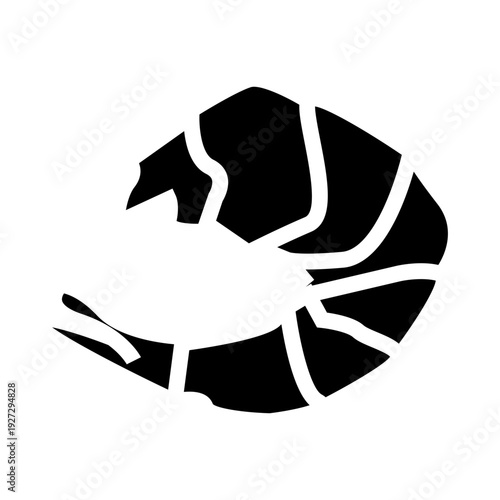 vector image of a shrimp glyph icon illustration