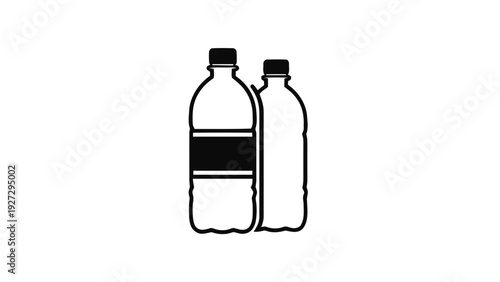 Vector illustration of two plastic beverage bottles outline icon vector graphic on a transparent background