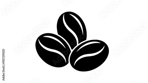 Vector illustration of three black coffee beans icon graphic on a transparent background