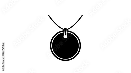 Vector illustration of black pendant necklace on a with a circular design on a transparent background