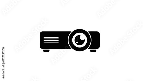 Vector illustration of black and white icon of a digital projector on a transparent background