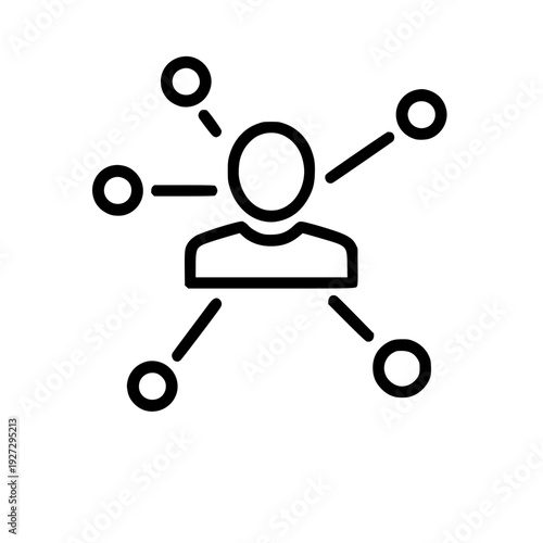 Central User with Connected Nodes Network Structure Icon