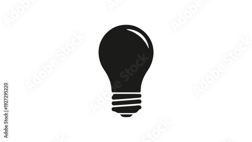 Vector illustration of black silhouette of a light bulb icon on a transparent background