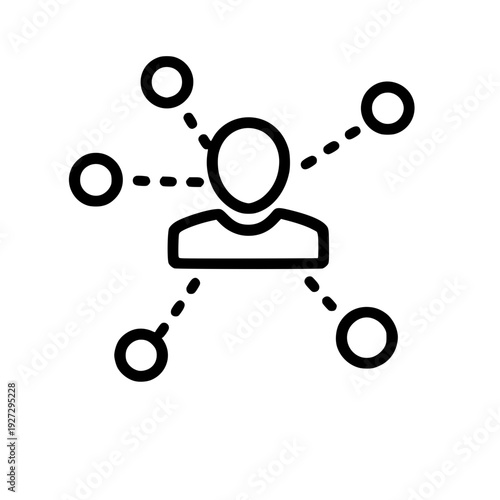 Connected User Network Icon with Dotted Communication Links