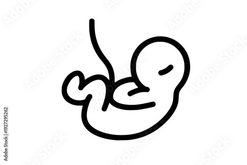 Fetus in Womb Outline Icon – Prenatal Baby Symbol