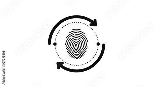 Vector illustration of fingerprint icon with circular arrows on for identity concepts on a transparent background