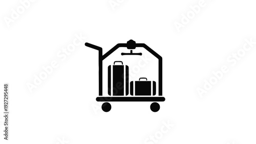 Vector illustration of luggage cart icon with two suitcases for hotel or airport baggage handling service on a transparent background