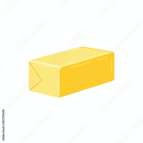 Bright Yellow Butter Stick on White Background for Cooking and Baking