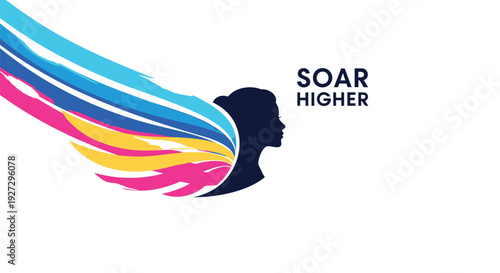 Motivation quote logo with flying bird silhouette