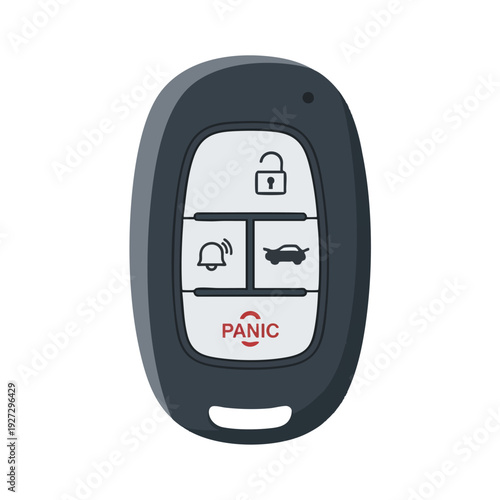 Modern Car Key Fob with Security and Panic Buttons for Vehicle Access