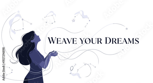 Woman weaving dreams vector illustration