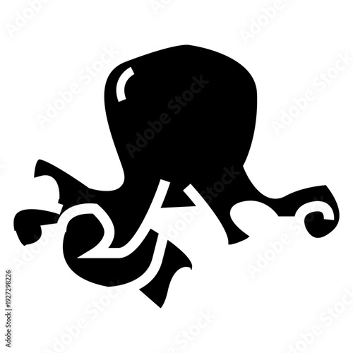 silhouette of a octopus sea animal glyph icon vector
