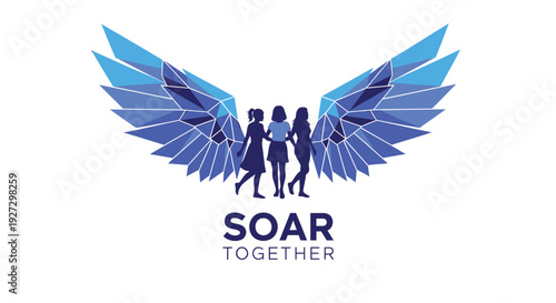 Motivation and empowerment logo with wings and people