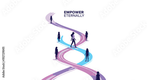 Motivation and empowerment concept with people on winding paths