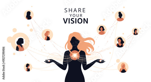 Businesswoman sharing vision with team, collaboration concept vector