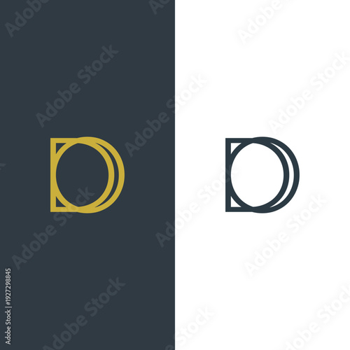 Minimalist Linear Letter D and O Monogram Logo Design in Gold and Navy