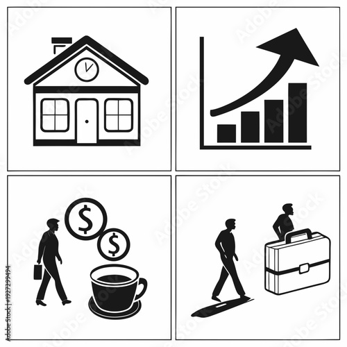 A collection of business and finance related icons Vector