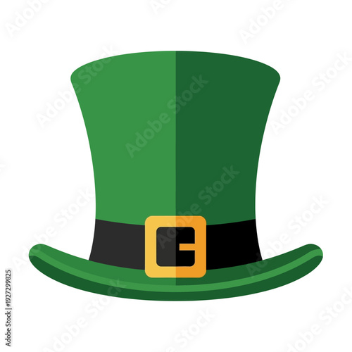 A green top hat with gold buckle illustration