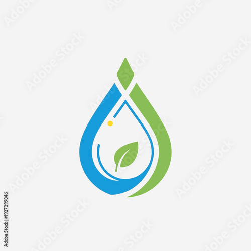Eco-friendly water drop with leaf illustration symbol